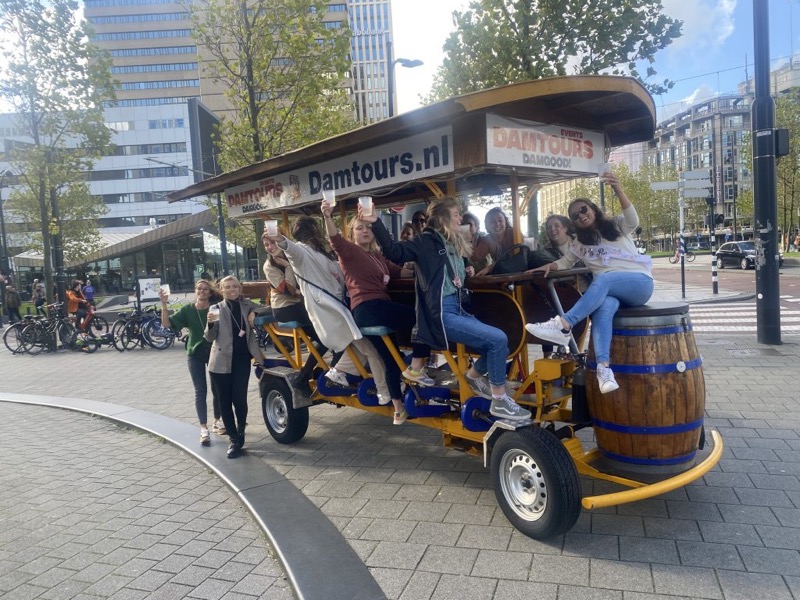 Beer bike cruising through the city